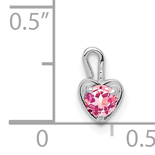 14K White Gold October Synthetic Birthstone Heart Charm