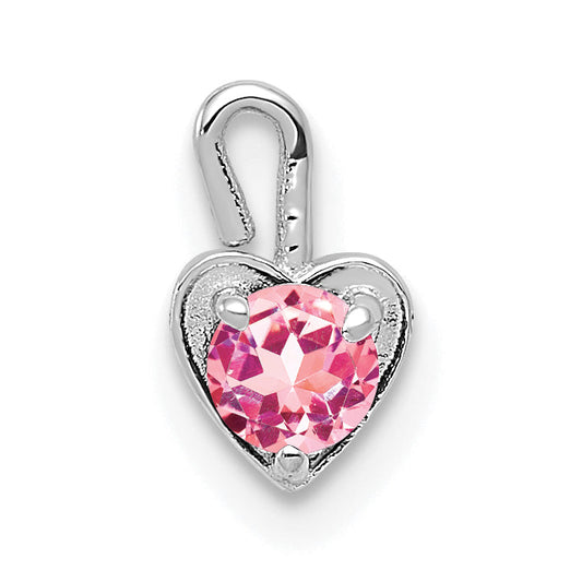 14K White Gold October Synthetic Birthstone Heart Charm