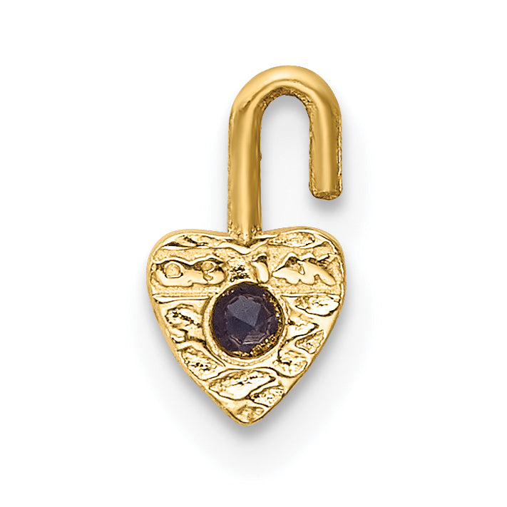 14K Yellow Gold 14Ky June Synthetic Birthstone Heart Charm