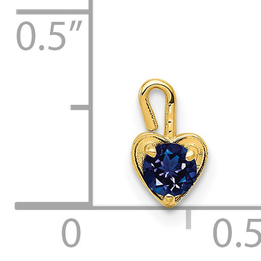 14K Yellow Gold 14Ky September Synthetic Birthstone Heart Charm