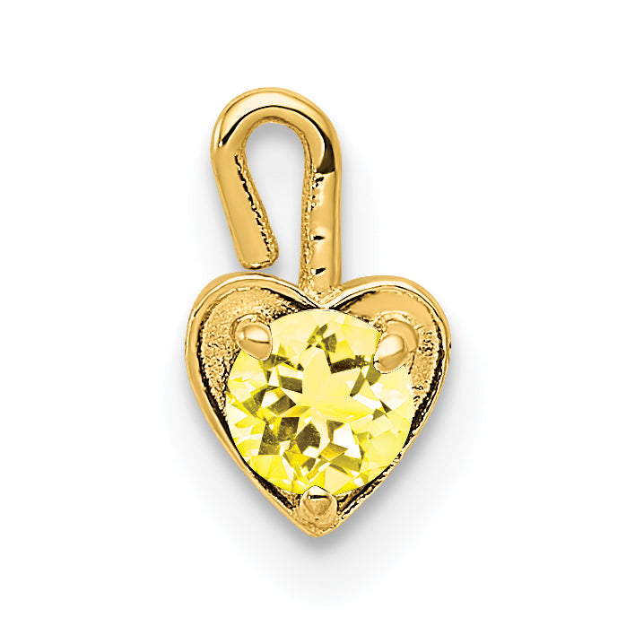 14K Yellow Gold 14Ky November Synthetic Birthstone Heart Charm