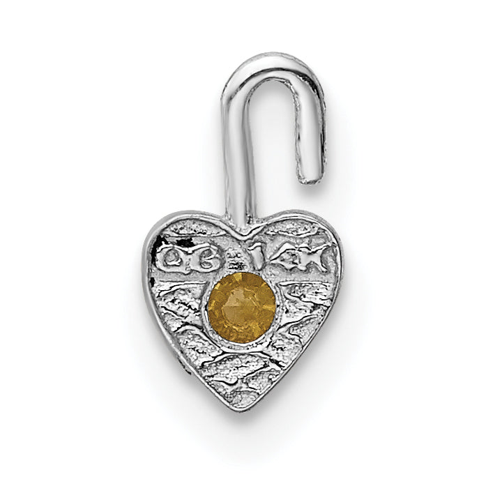 14K White Gold November Synthetic Birthstone Heart Charm