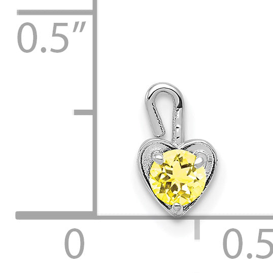 14K White Gold November Synthetic Birthstone Heart Charm