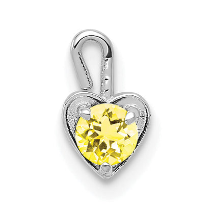 14K White Gold November Synthetic Birthstone Heart Charm