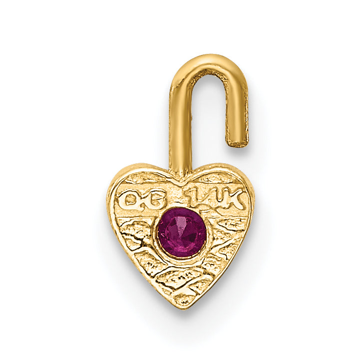 14K Yellow Gold 14Ky July Synthetic Birthstone Heart Charm