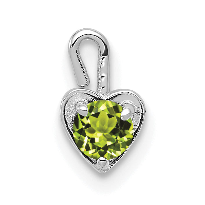 14K White Gold August Synthetic Birthstone Heart Charm