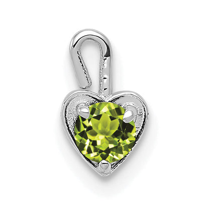 14K White Gold August Synthetic Birthstone Heart Charm