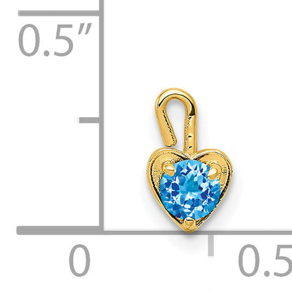 14K Yellow Gold 14Ky December Synthetic Birthstone Heart Charm