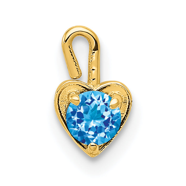 14K Yellow Gold 14Ky December Synthetic Birthstone Heart Charm
