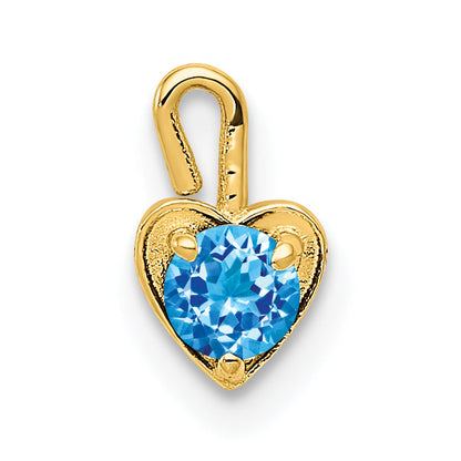 14K Yellow Gold 14Ky December Synthetic Birthstone Heart Charm
