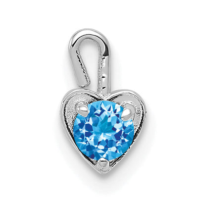 14K White Gold December Synthetic Birthstone Heart Charm