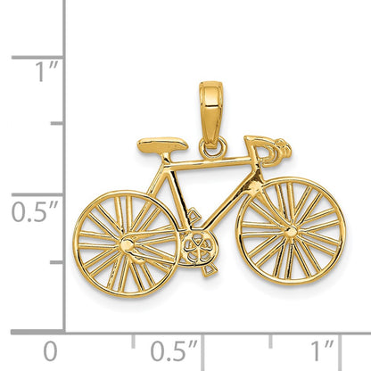 14K Yellow Gold Polished Bicycle Charm