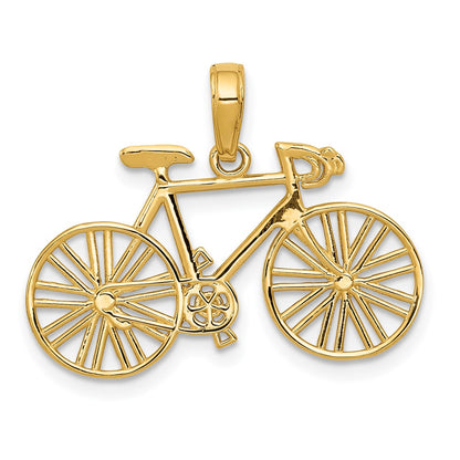 14K Yellow Gold Polished Bicycle Charm
