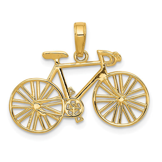 14K Yellow Gold Polished Bicycle Charm