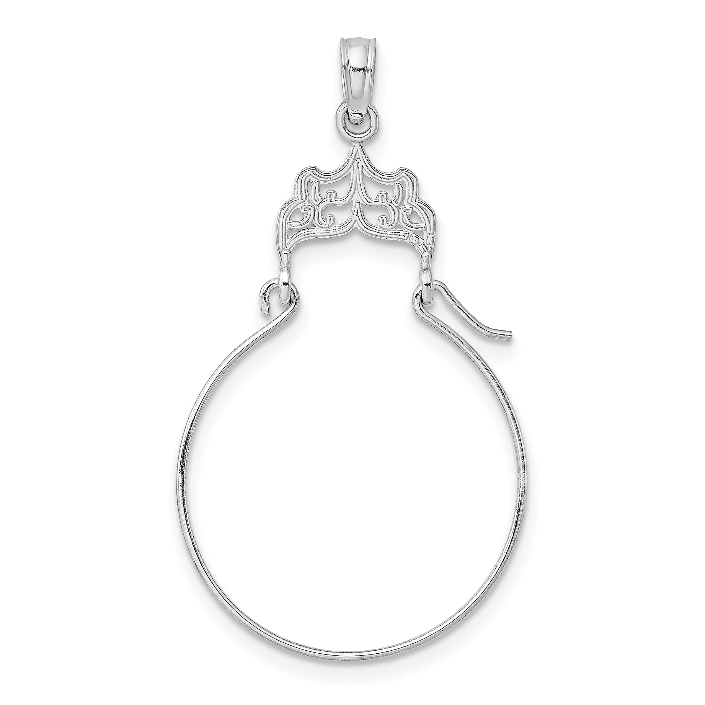 14K White Gold Filigree Charm Holder
