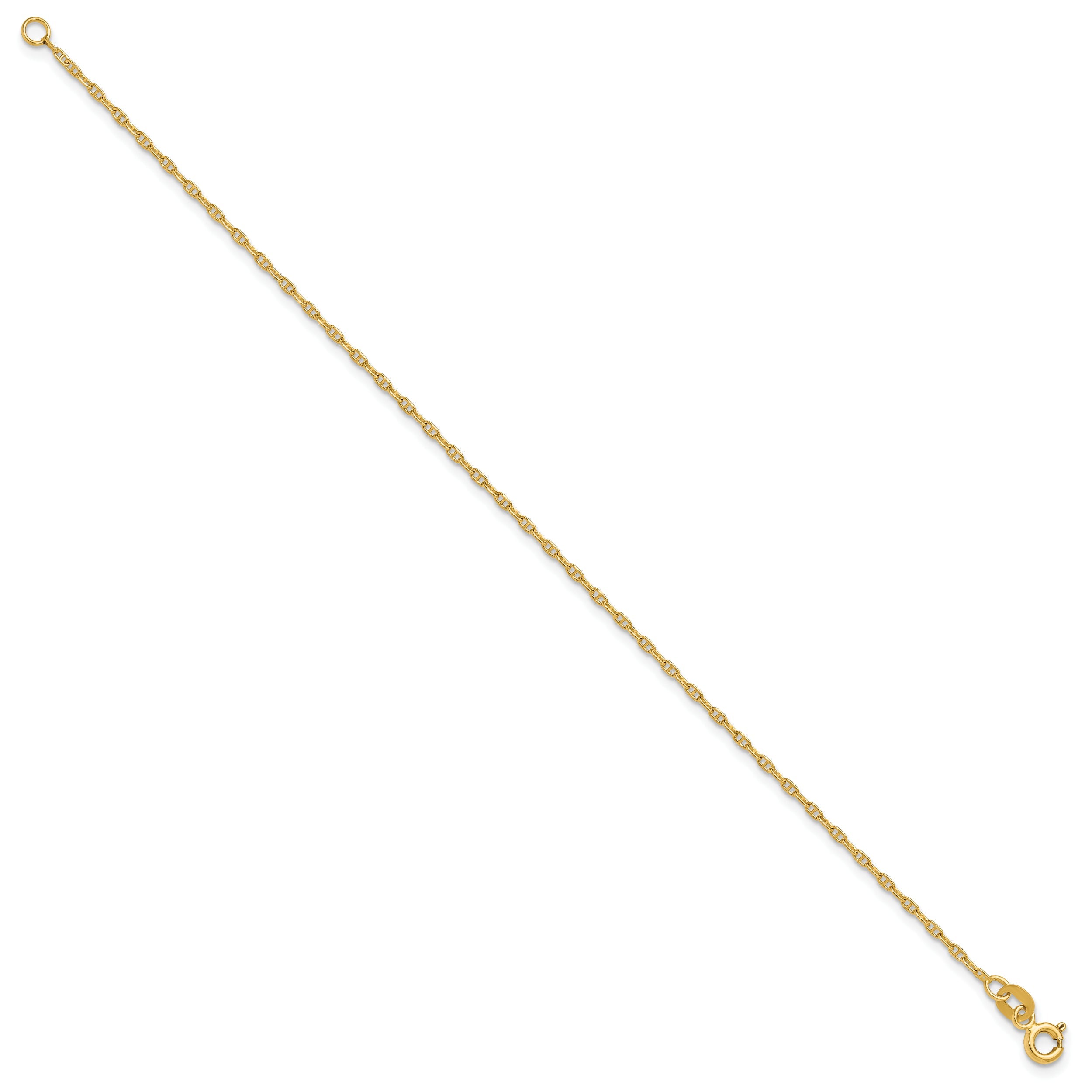 10.00 Inch 14K 1.5mm Mariners Link Chain Bracelet