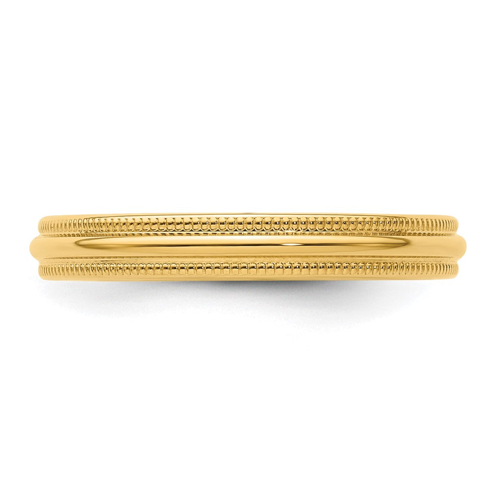 14k Yellow Gold 3mm Milgrain Half Round Comfort Fit Wedding Band Ring