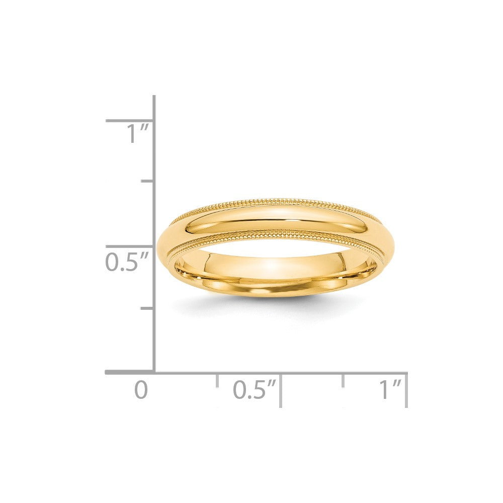 18k Yellow Gold 4mm Milgrain Half Round Comfort Fit Wedding Band Ring