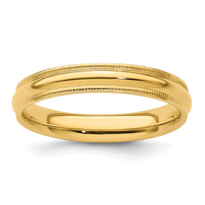 14K Rose Gold 4mm Milgrain Comfort Wedding Band