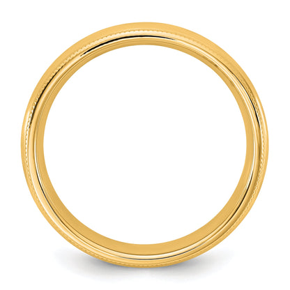 10K Yellow Gold 10Ky 4.5mm Milgrain Comfort Fit Band Size 6.5