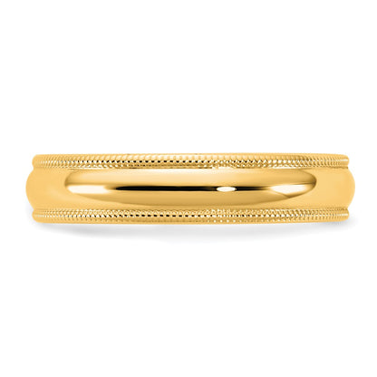 14K Yellow Gold 4.5mm Milgrain Comfort Fit Band
