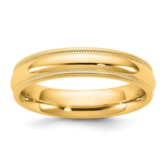 14K Yellow Gold 4.5mm Milgrain Comfort Fit Band