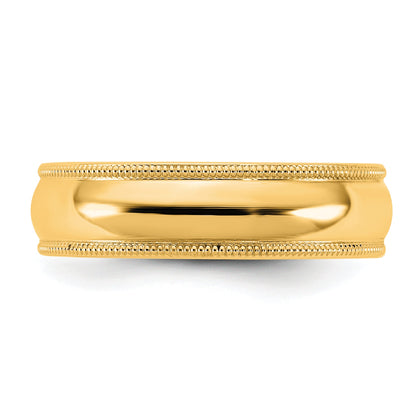 10K Yellow Gold 10Ky 5.5mm Milgrain Comfort Fit Band Size 7.5