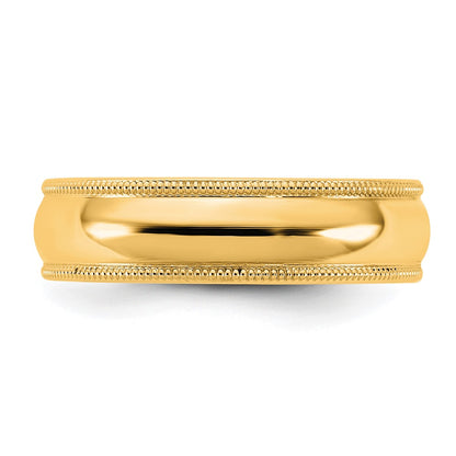 10K Yellow Gold 10Ky 5.5mm Milgrain Comfort Fit Band Size 5