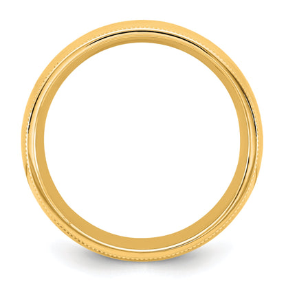 10K Yellow Gold 10Ky 6.5mm Milgrain Comfort Fit Band Size 13.5