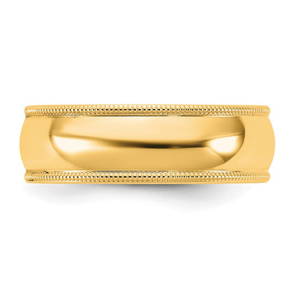10K Yellow Gold 10Ky 6.5mm Milgrain Comfort Fit Band Size 12