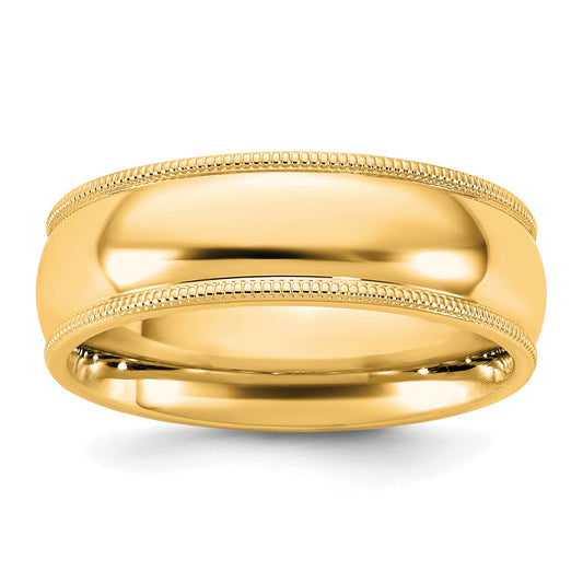 10K Yellow Gold 10Ky 6.5mm Milgrain Comfort Fit Band Size 4.5