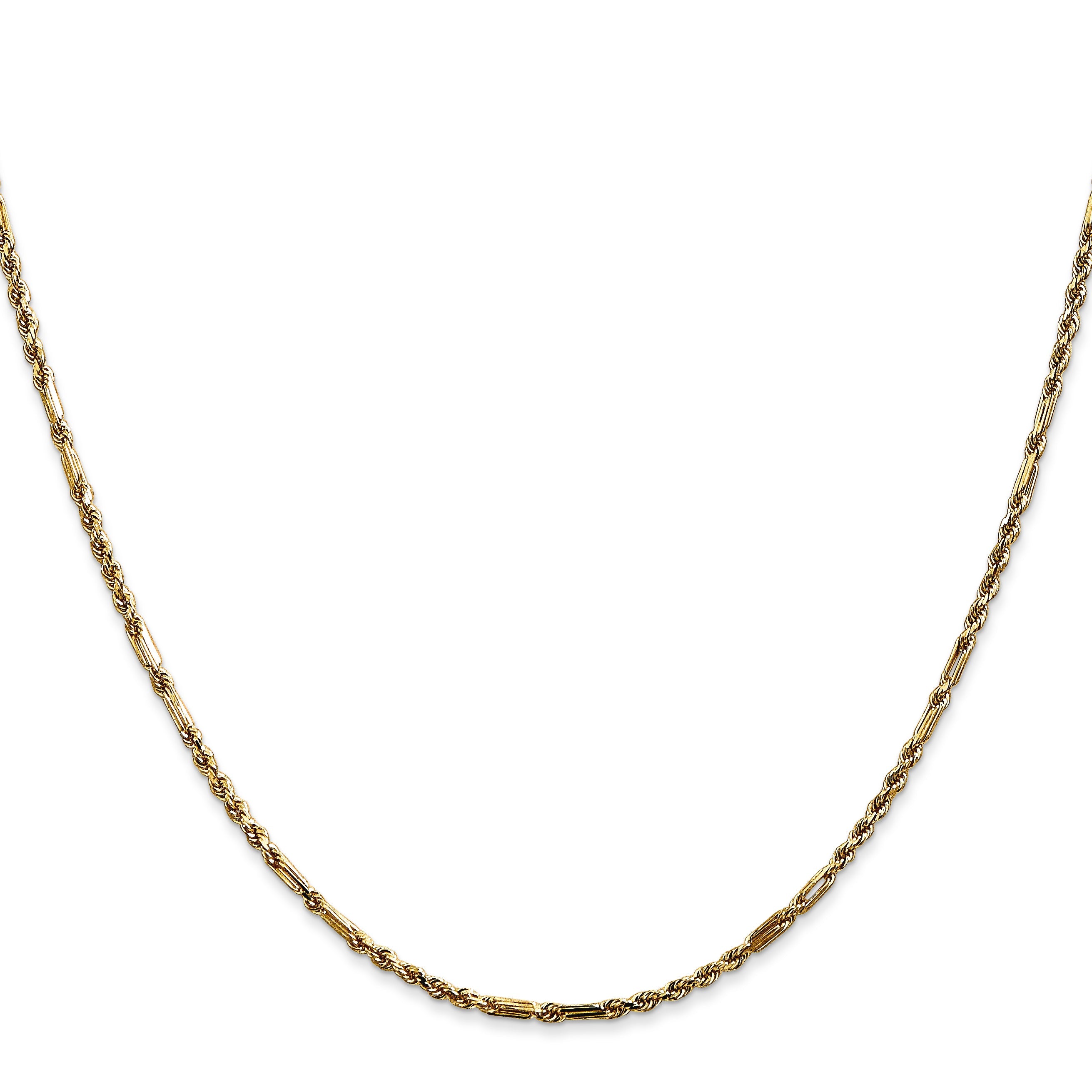 14K Yellow Gold 24 Inch 1.8mm Diamond-Cut Milano Rope With Lobster Clasp Chain Necklace