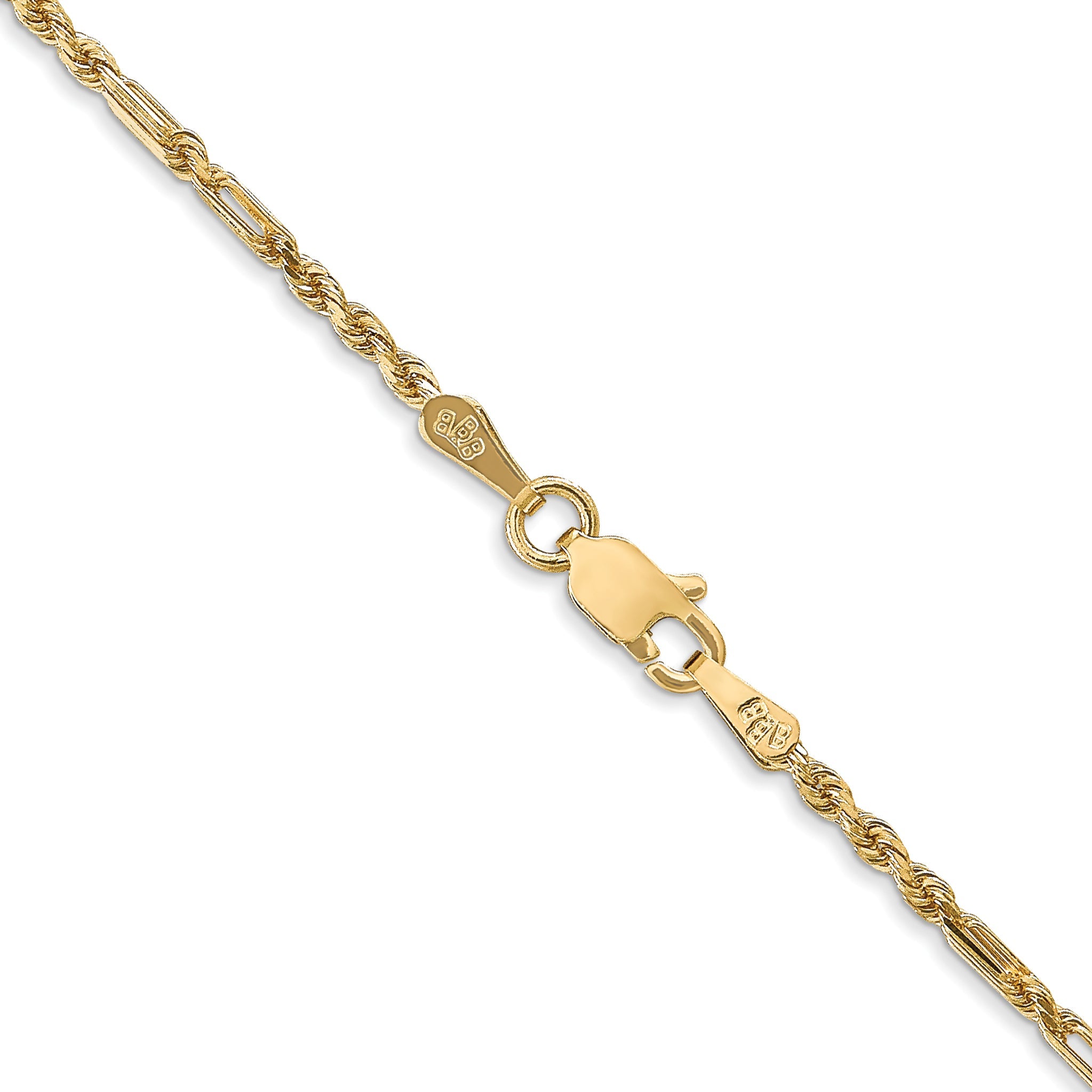 14K Yellow Gold 20 Inch 1.8mm Diamond-Cut Milano Rope With Lobster Clasp Chain Necklace