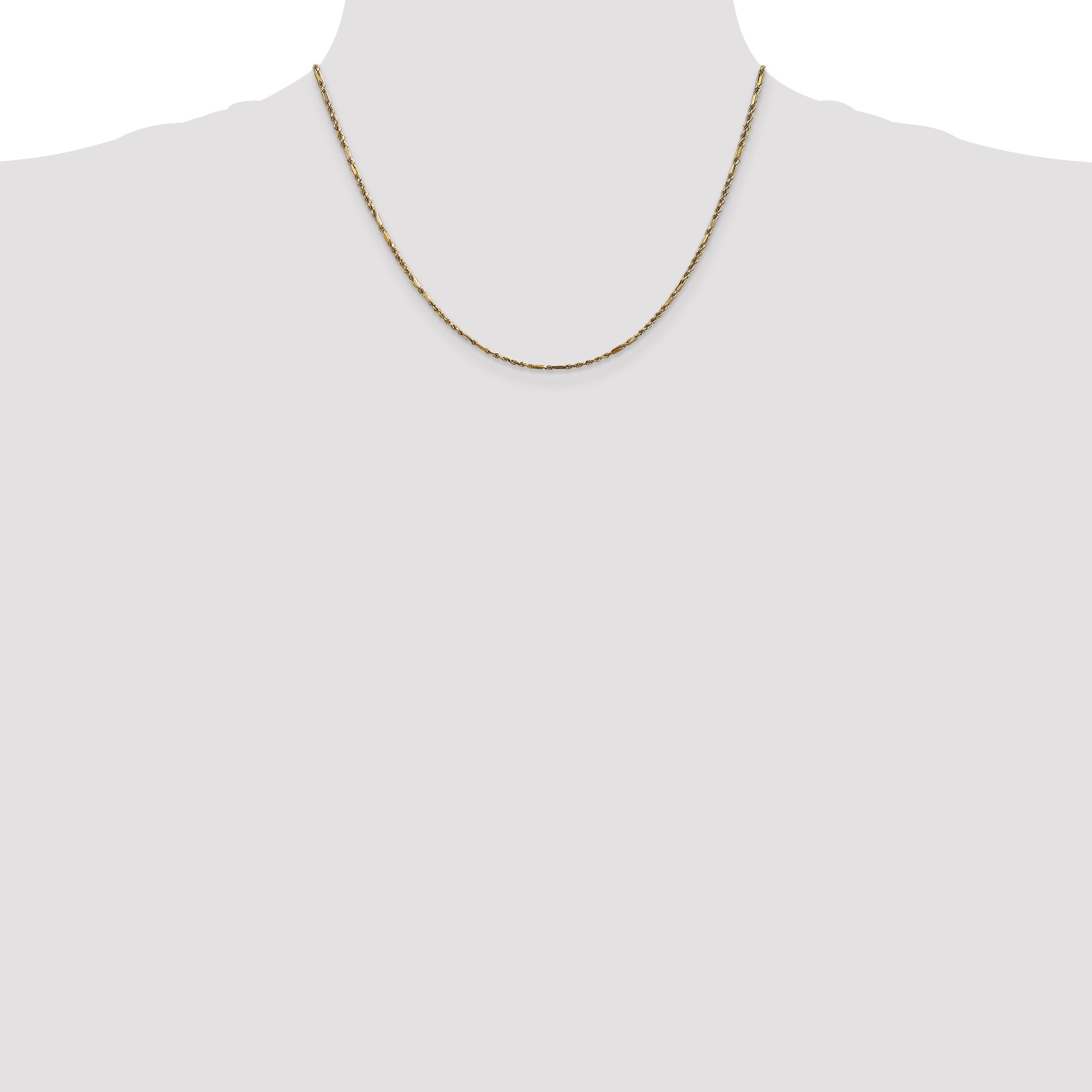 14K Yellow Gold 18 Inch 1.8mm Diamond-Cut Milano Rope With Lobster Clasp Chain Necklace