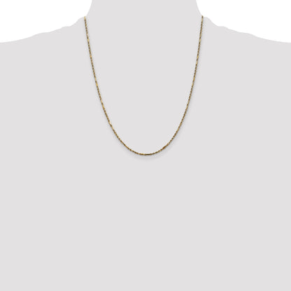 14K Yellow Gold 22 Inch 1.8mm Diamond-Cut Milano Rope With Lobster Clasp Chain Necklace