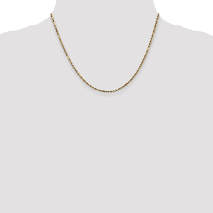 14K Yellow Gold 18 Inch 2.25mm Diamond-Cut Milano Rope With Lobster Clasp Chain Necklace