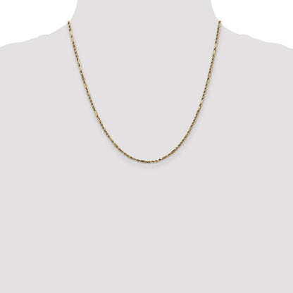 14K Yellow Gold 20 Inch 2.25mm Diamond-Cut Milano Rope With Lobster Clasp Chain Necklace