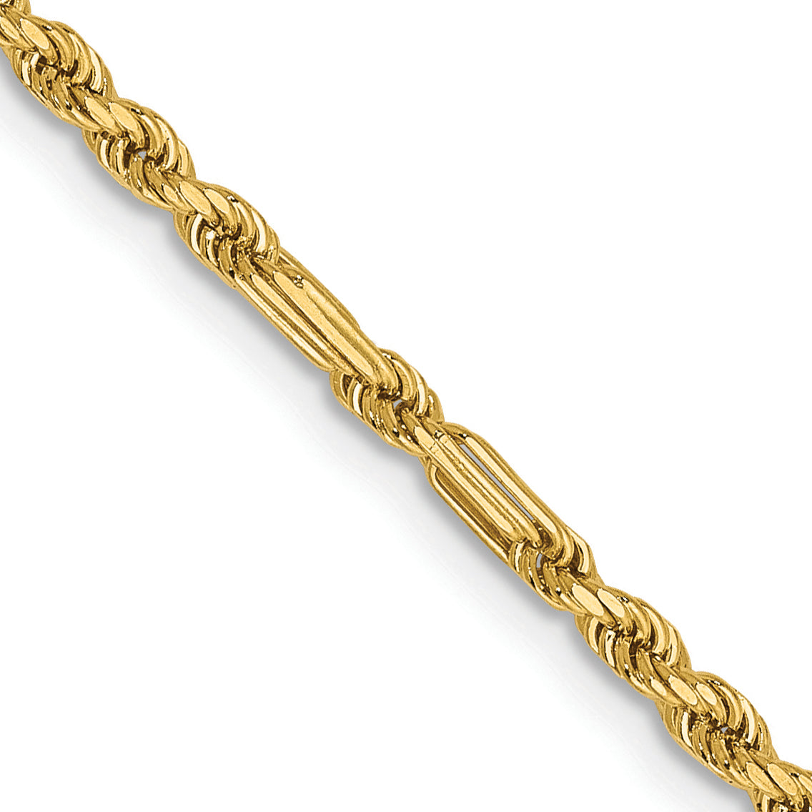 14K Yellow Gold 18 Inch 2.25mm Diamond-Cut Milano Rope With Lobster Clasp Chain Necklace