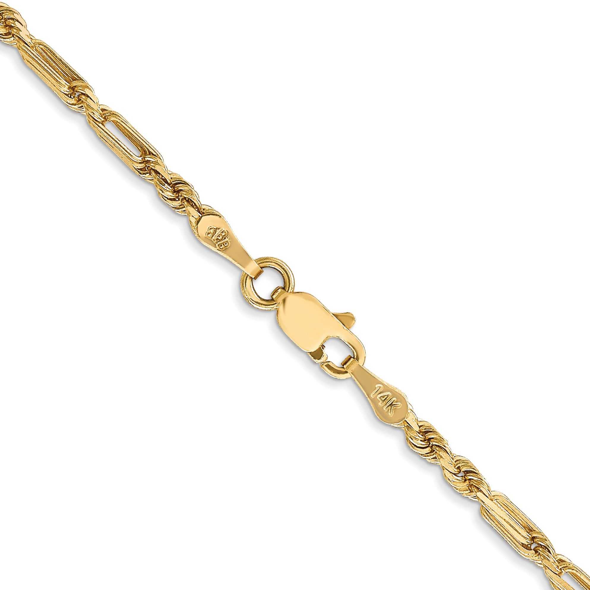 14K Yellow Gold 16 Inch 2.5mm Diamond-Cut Milano Rope With Lobster Clasp Chain Necklace