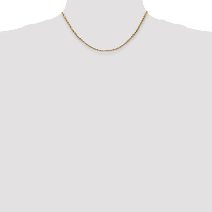 14K Yellow Gold 16 Inch 2.5mm Diamond-Cut Milano Rope With Lobster Clasp Chain Necklace
