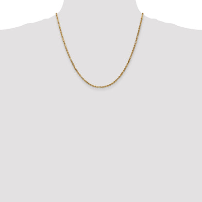 14K Yellow Gold 20 Inch 2.5mm Diamond-Cut Milano Rope With Lobster Clasp Chain Necklace