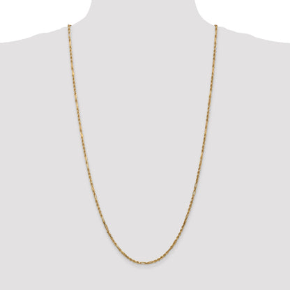 14K Yellow Gold 30 Inch 2.5mm Diamond-Cut Milano Rope With Lobster Clasp Chain Necklace