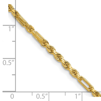 7 Inch 14K 2.75mm D/C Milano Rope Chain Bracelet