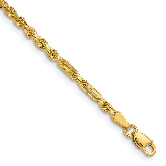 7 Inch 14K 2.75mm D/C Milano Rope Chain Bracelet