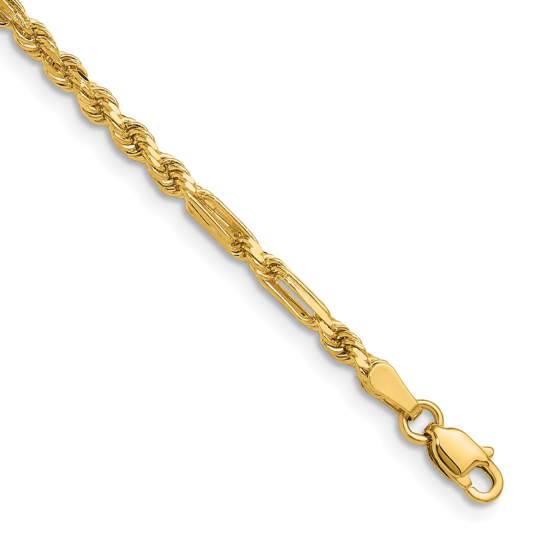 8 Inch 14K 2.75mm D/C Milano Rope Chain Bracelet