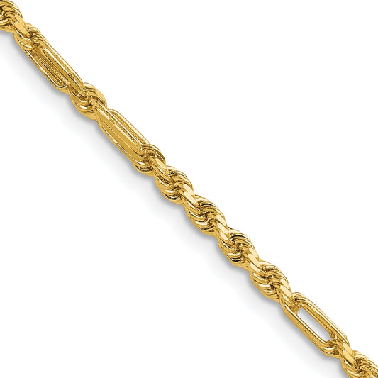 16 Inch 14K 2.75mm D/C Milano Rope Chain Necklace