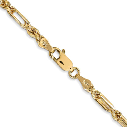 14K Yellow Gold 22 Inch 3mm Diamond-Cut Milano Rope With Lobster Clasp Chain Necklace