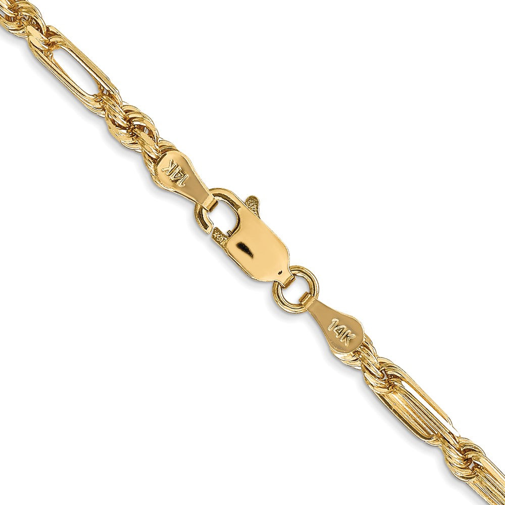 14K Yellow Gold 20 Inch 3mm Diamond-Cut Milano Rope With Lobster Clasp Chain Necklace