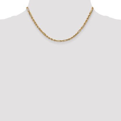 14K Yellow Gold 16 Inch 3mm Diamond-Cut Milano Rope With Lobster Clasp Chain Necklace