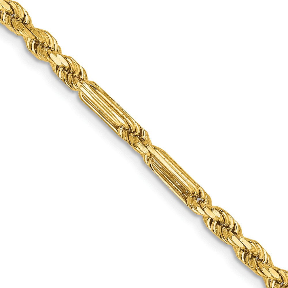 14K Yellow Gold 20 Inch 3mm Diamond-Cut Milano Rope With Lobster Clasp Chain Necklace